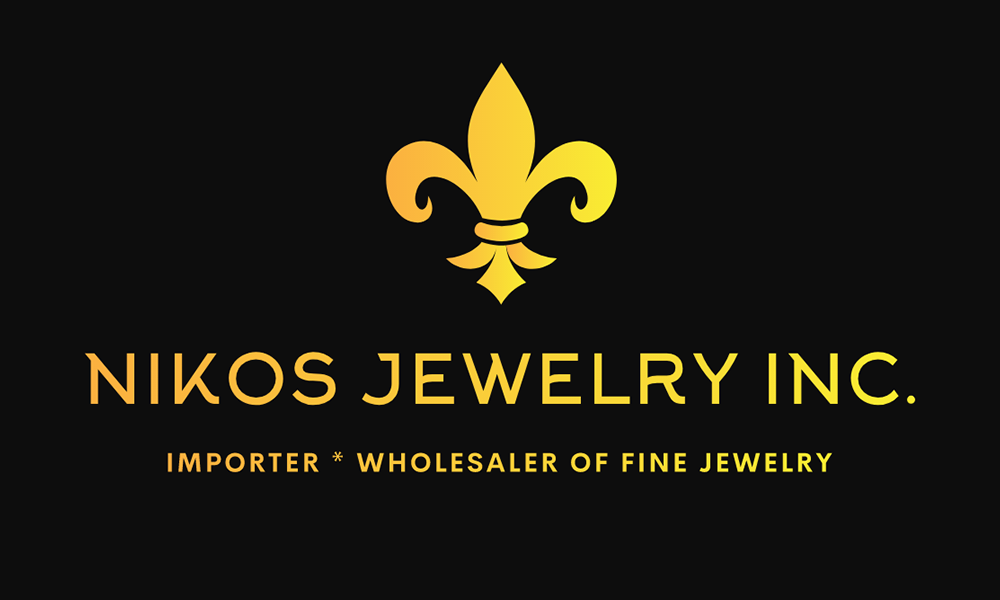 nikos jewelry logo with fleur de lys